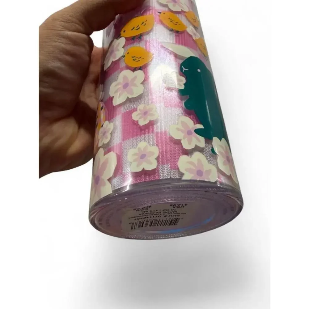 Starbucks Spring 2023 Easter Pink Bunny Floral Garden 16oz bottle tumbler NWT